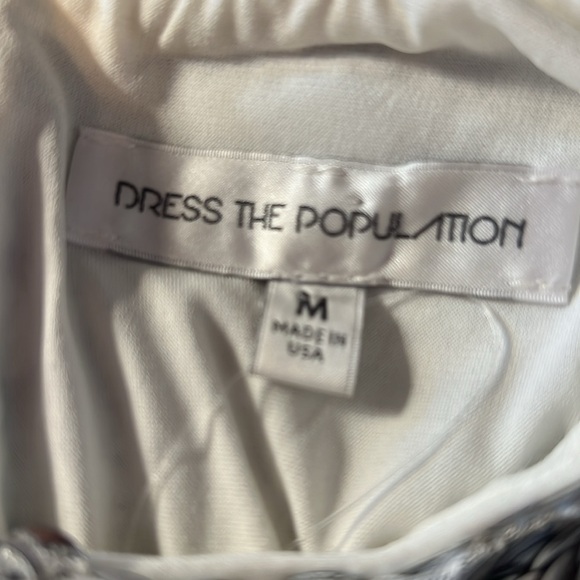 Dress The Population NWOT Statement Silver Sequined Bell Sleeve Mini  (0477) - Picture 9 of 11